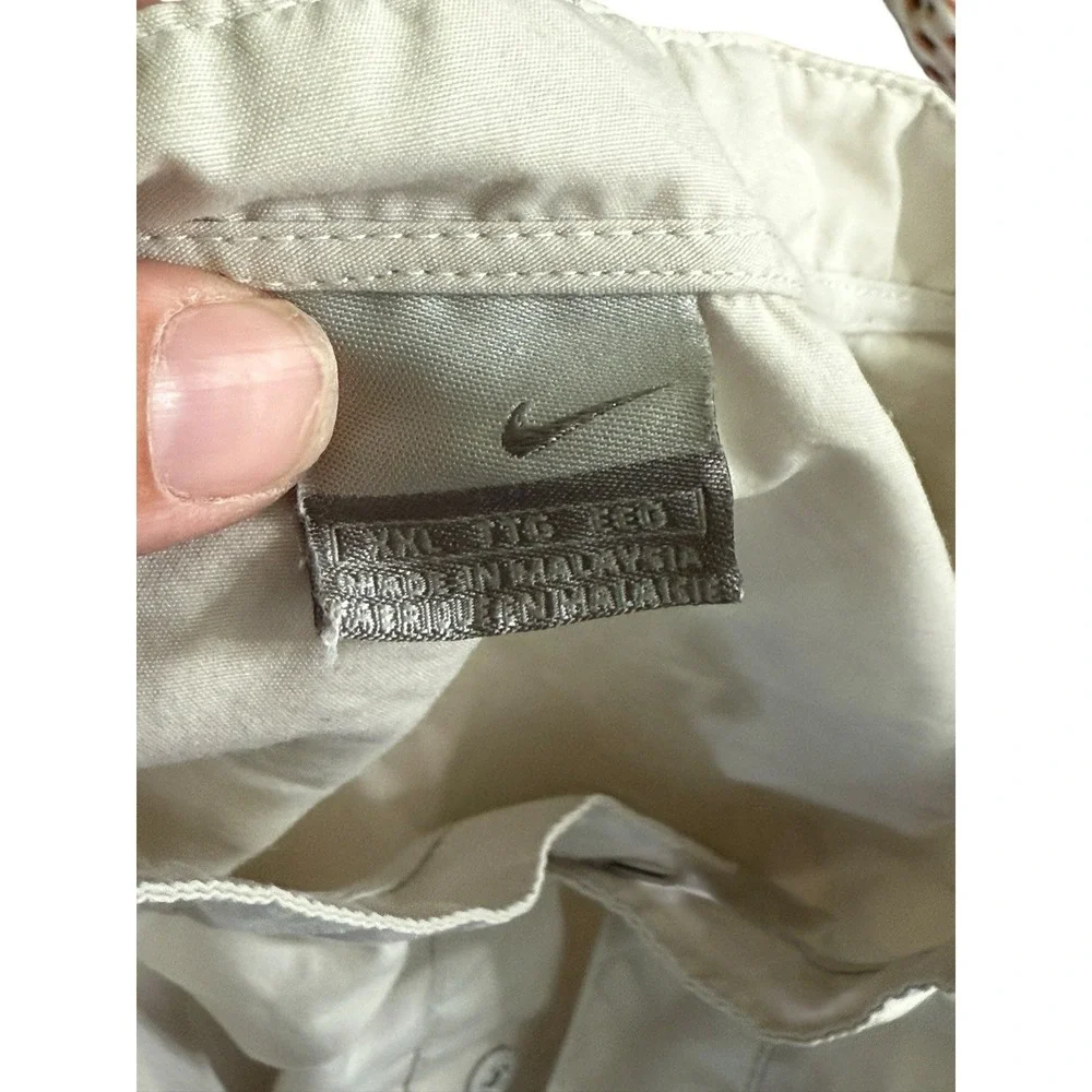 Vintage Nike Jacket Men's Size 2XL Beige Wind Shirt Long Sleeve Windbreaker Y2k